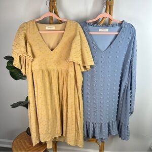 Altar'd State Yellow and Blue Textured Dresses